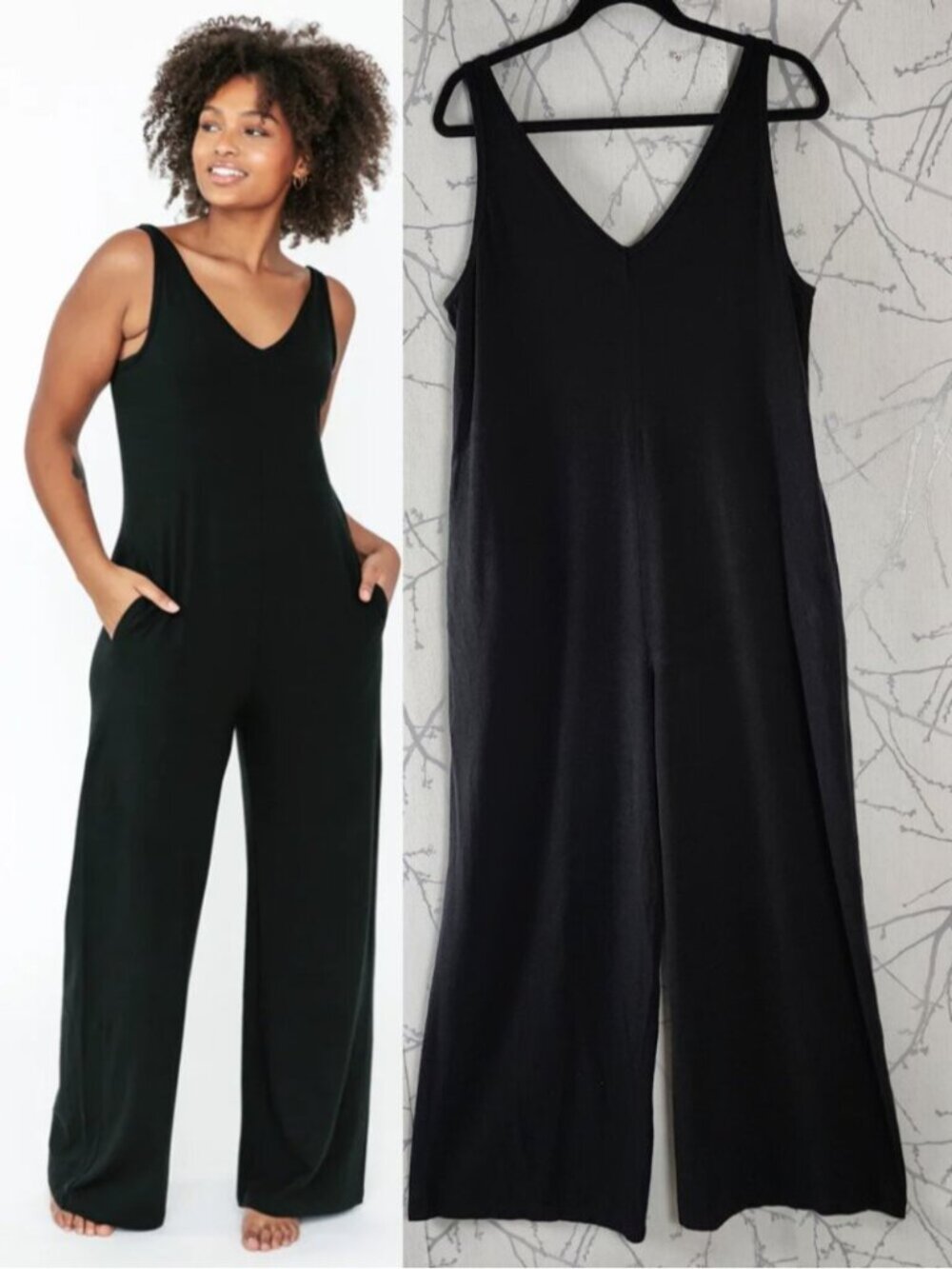 Smash & Tess Black Bamboo Blend Tuesday Wide Leg Romper